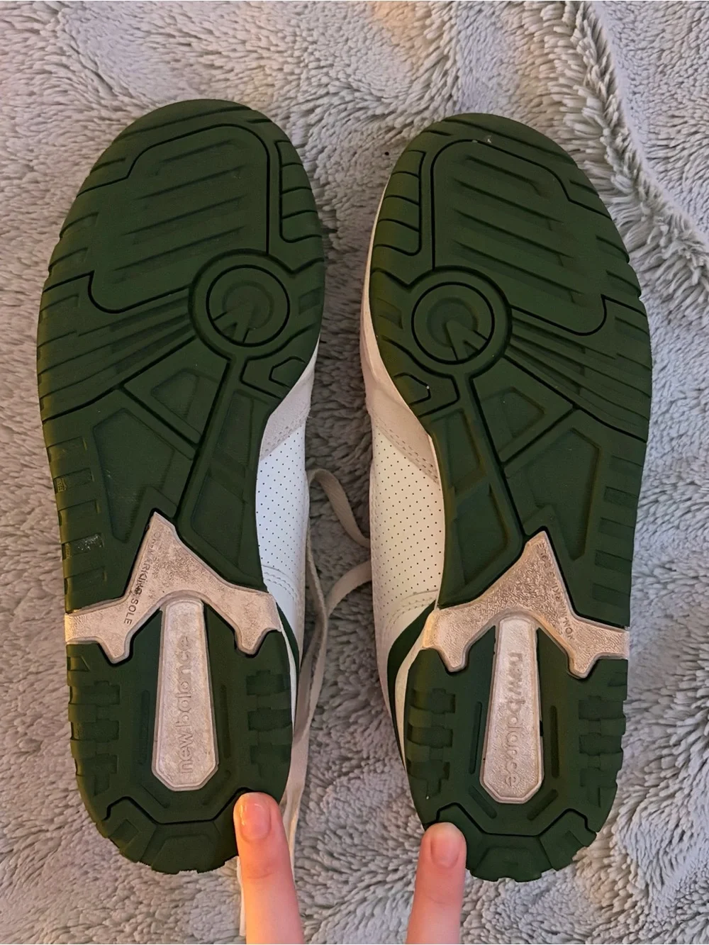New Balance Men’s White & Dark Green Athletic Sneakers